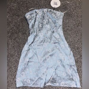 Princess Polly Ramie Strapless Mini Dress Blue